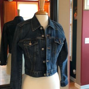 Red engine retro style denim jacket